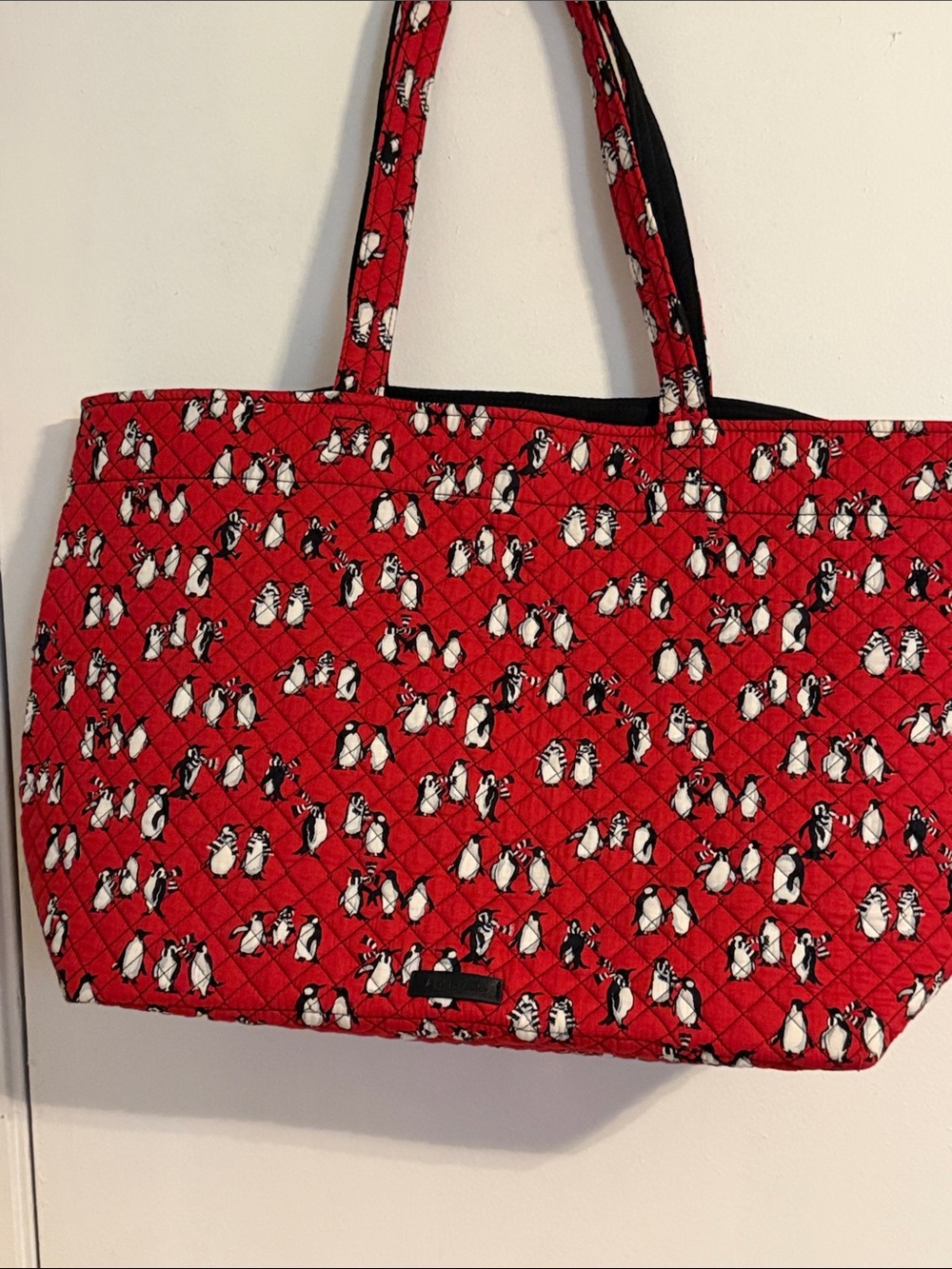 Red Quilted Penguin Print Tote Bag Vera Bradley